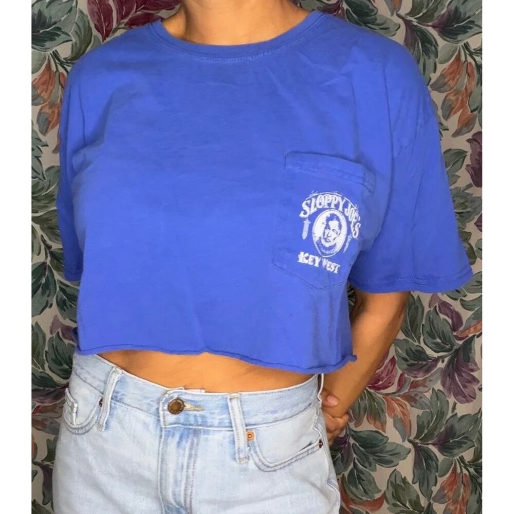 Bright Blue Sloppy Joe’s Key West Crop T-Shirt